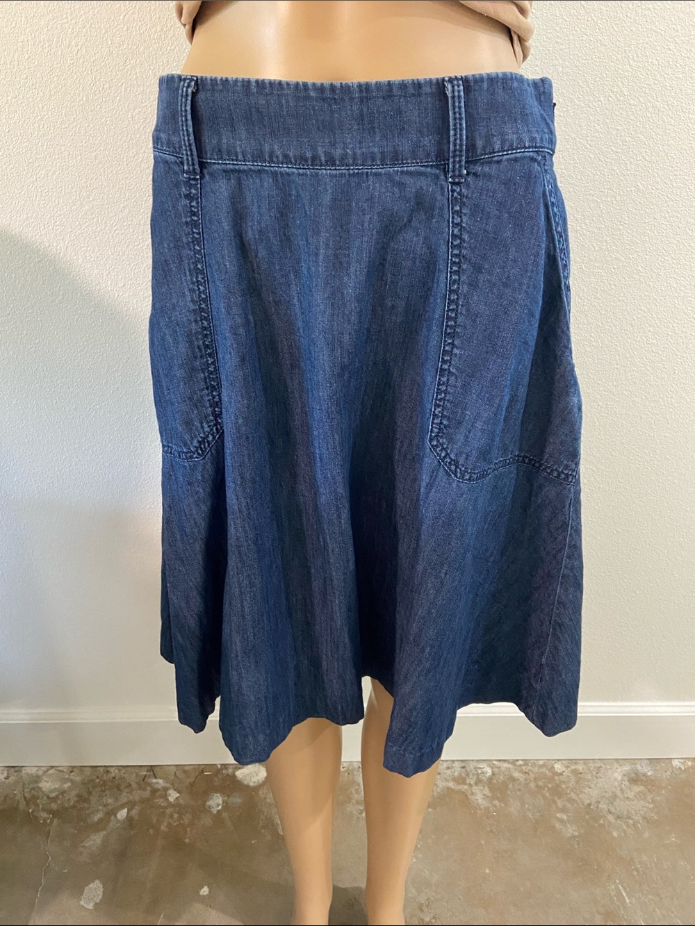 Talbots Indigo Denim A-Line Skirt with Front Pockets